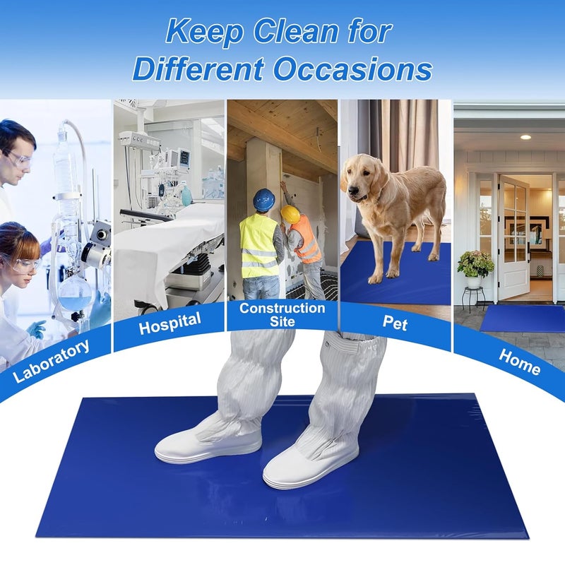 Boxalls Sticky Mat Tacky Adhesive Pads 300 Sheets, 30 Sheets/Pack, 18'' x 24''/ 45 x 60 cm, Thickened Cleaning Mats for Shoes, Construction, Cleanroom, Laboratories, Hospitals, Dogs, Pets, Home- Blue - Image 3
